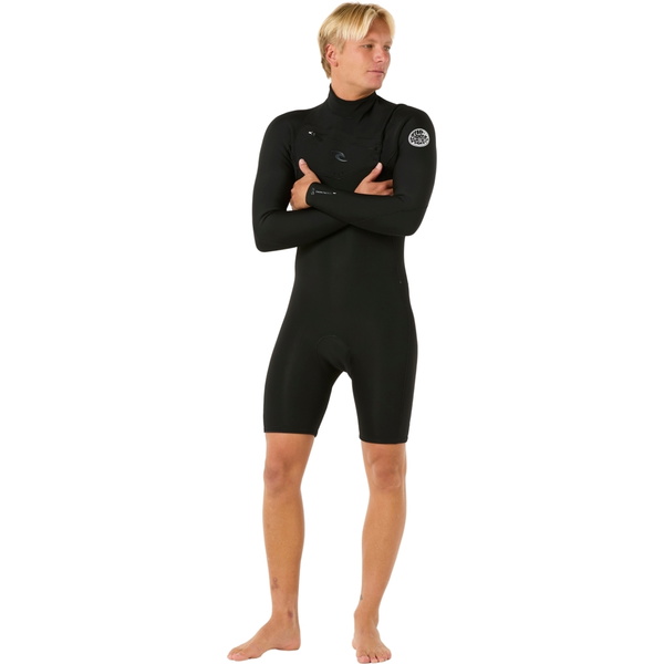 2026 Rip Curl Männer Dawn Patrol 2mm Brustreißverschluss Langärmel Frühlingsanzug Neoprenanzug 11QMSP - Black